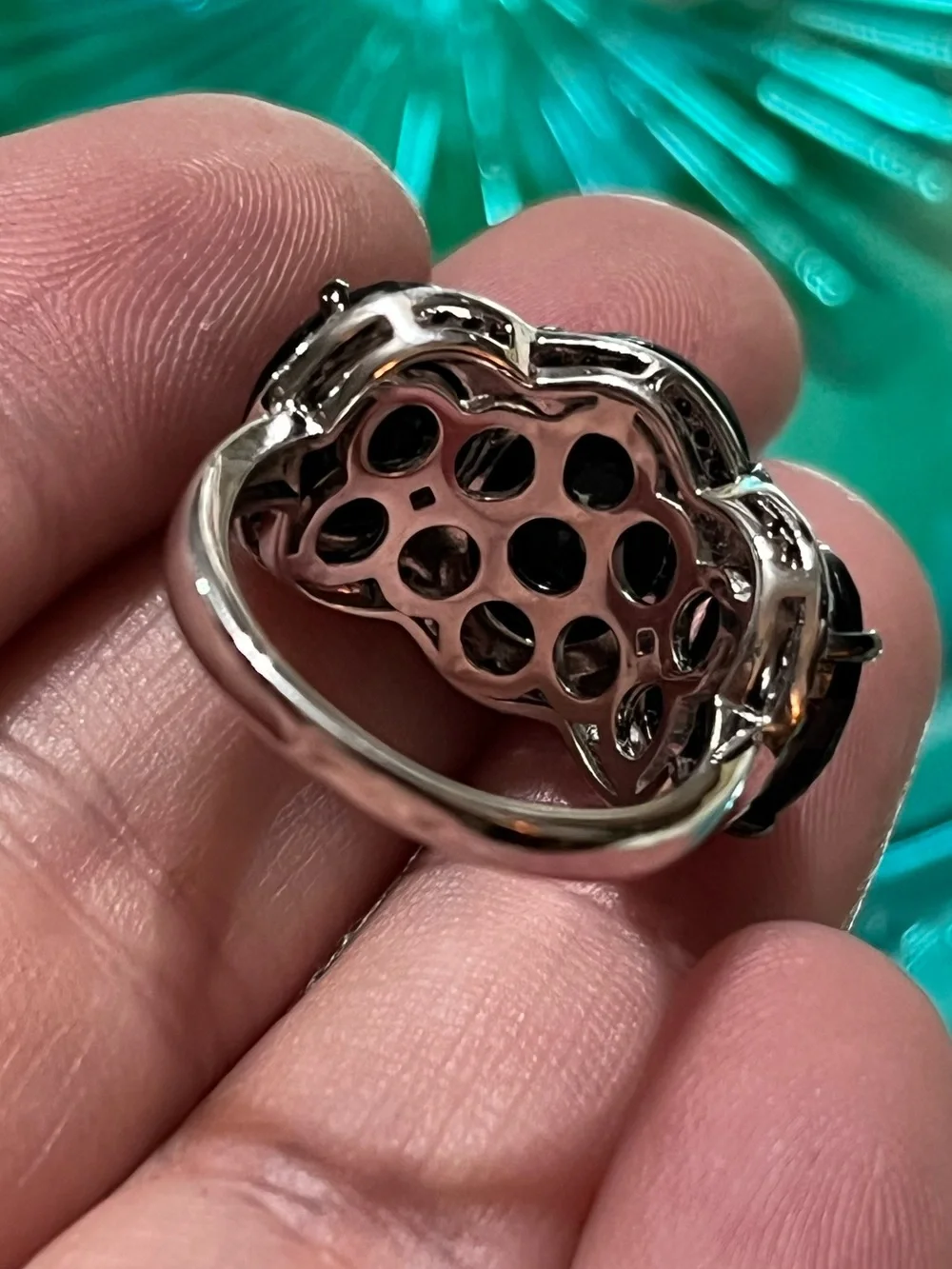 Fuzion Creations FZN Sterling Silver 925 Black Spinel Three Stone Size 6 Ring